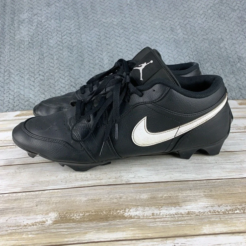 Nike Air Jordan 1 Low TD Football Cleats Mens Size 14.5 Black White FJ6245-001